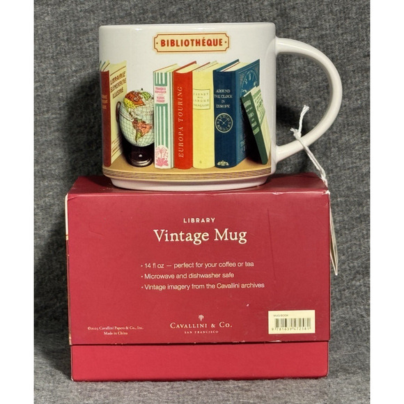 Cavallini & Co San Francisco Library Books Ceramic Coffee Mug 14 oz New - Picture 5 of 6